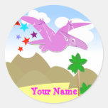 Autocollants nommés de Pteranodon de dinosaure ros