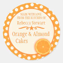 Autocollants oranges ronds de cadeau de cuisson d'