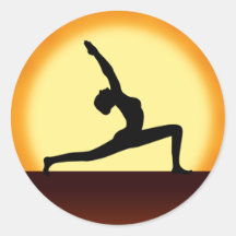 Autocollants ronds de lever de soleil de silhouett