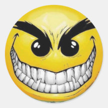 Autocollants ronds de visage souriant mauvais