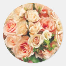 Autocollants roses de bouquet de mariage de pêche