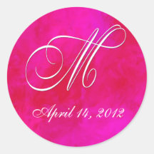 Autocollants roses de couleur d'eau - monogramme M