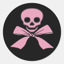 Autocollants roses de pirate de fille de jolly rog
