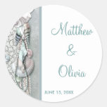 Autocollants turquoises de faveur de mariage de pl