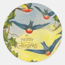 Autocollants victoriens de Noël d'oiseau