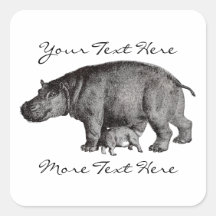 Autocollants vintages d'hippopotame