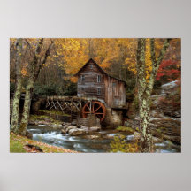 Automne à la copie de moulin de blé à moudre affiche