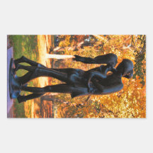Automne de Central Park : Statue 02 de Romeo et de Autocollants Rectangulaires