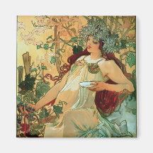Automne de ~ de Nouveau d'art par Alphonse Mucha Aimant