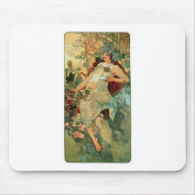 Automne de ~ de Nouveau d'art par Alphonse Mucha Tapis De Souris
