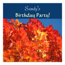 Automne nommé d'Invitaitons de fête d'anniversaire Bristol Personnalisé