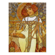 "Automne" par Alphonse [Alfons] Mucha Carte Postale
