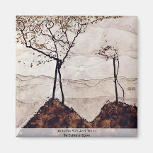 Automne Sun et arbres par Schiele Egon Aimant Pour Réfrigérateur