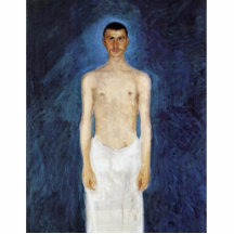 Autoportrait de Moitié-Nudité sur un fond bleu Photo Sculpture