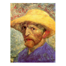 Autoportrait de Van Gogh avec le chapeau de paille Carte Postale