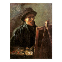 Autoportrait de Van Gogh, chapeau foncé, chevalet  Carte Postale