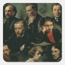 Autoportrait et portraits des amis, 1864 autocollant carré