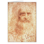 Autoportrait rouge de Leonardo da Vinci de craie Cartes De Vœux
