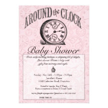 Autour de l'invitation de baby shower d'horloge - 
