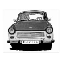 Avant de voiture de Trabant, noir et blanc, Berlin Carte Postale