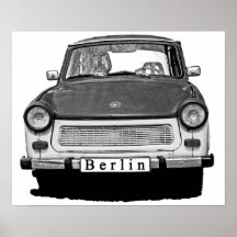 Avant de voiture de Trabant, noir et blanc, Berlin Affiches