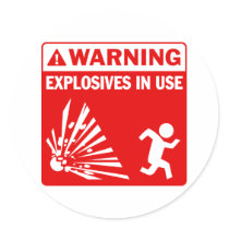 Avertissement ! Autocollant en service d'explosifs autocollants