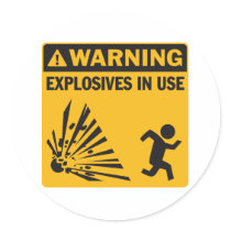 Avertissement ! Autocollant en service d'explosifs autocollants