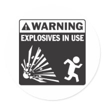 Avertissement ! Autocollant en service d'explosifs autocollants