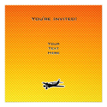 Avion jaune-orange carton d'invitation