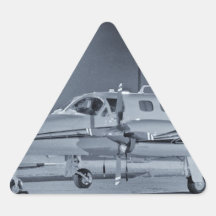 Avion" T-shirt blanc "noir de HDR d'image de photo Autocollant En Triangle