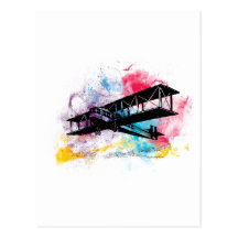Avions vintages avec les nuages colorés cartes postales