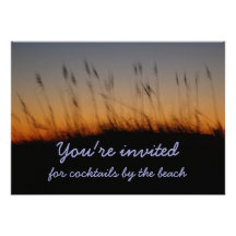 Avoine et dunes de mer au coucher du soleil invitations