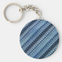 Awesome Blue Striped Pattern Design Key Chain