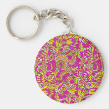 Awesome Pink Yellow Abstract Pattern Design Keychains