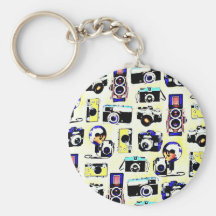 Awesome Vintage Cameras Design Pattern Key Chain