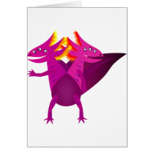 Axolotl monstres roses vifs carte de vœux