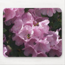 Azalées et abeille roses, fleurs de jardin de rhod tapis de souris