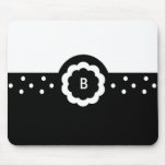 B : : Mousepad noir de monogramme et blanc pointil Tapis De Souris