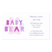 Baby bear - pink business card templates