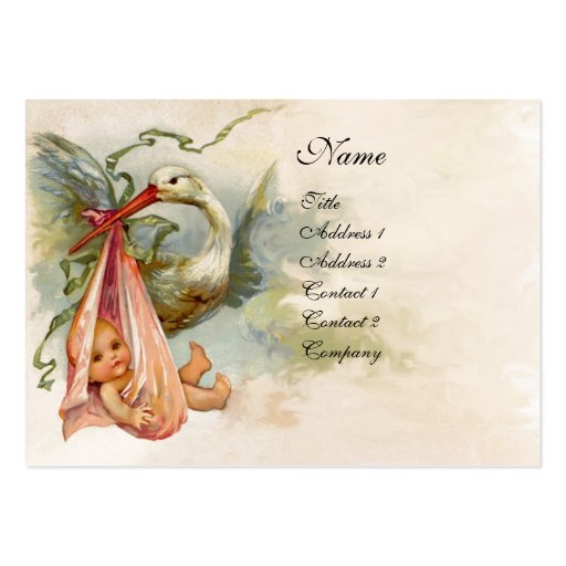 BABY SHOWER 2, papier blanc rose de CIGOGNE de per Cartes De Visite Personnelles
