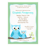 Baby shower 5x7 de garçon BLEU de HIBOUX de HUÉE Bristols Personnalisés