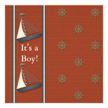 Baby shower blanc rouge de voilier invitation personnalisée