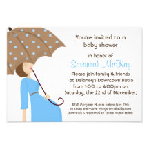 Baby shower bleu - bosse moderne de bébé de maman invitations personnalisées