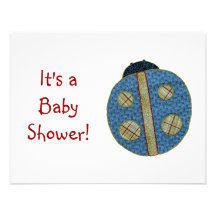 Baby shower bleu de coccinelle de style campagnard invitation personnalisable