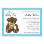Baby shower bleu de garçon de pois d'ours de bébé invitations