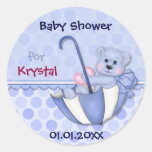 Baby shower bleu de point de polka d'ours de parap autocollants