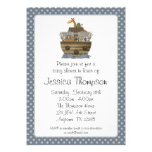 Baby shower bleu de pois de l'arche de Noé Invitation Personnalisée