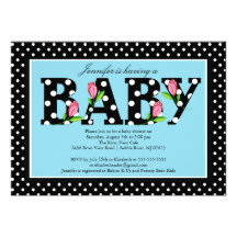 Baby shower bleu noir de garçon de "bébé" de point faire-parts
