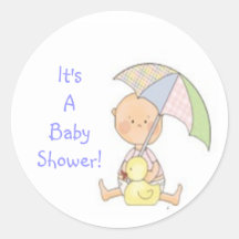 baby shower, bleu, parapluie, autocollant, mignon,