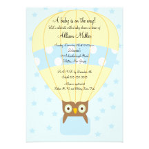 Baby shower chaud de garçon de HIBOU de ballon à a Faire-part Personnalisables